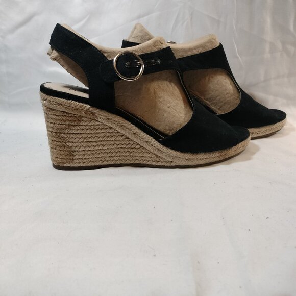 LIFESTRIDE Tersa Black Micro Suede Espadrille Wedges - Picture 7 of 9